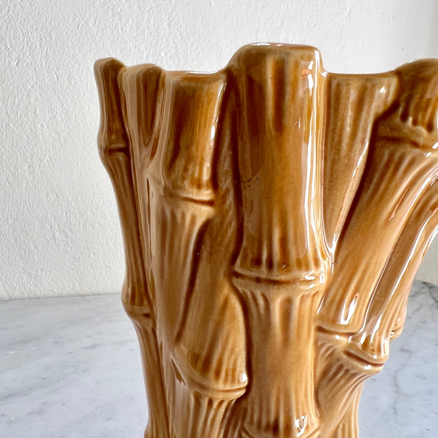 Vintage Mustard Yellow Vase Bamboo by Sylvac Pottery #2752, Made in England