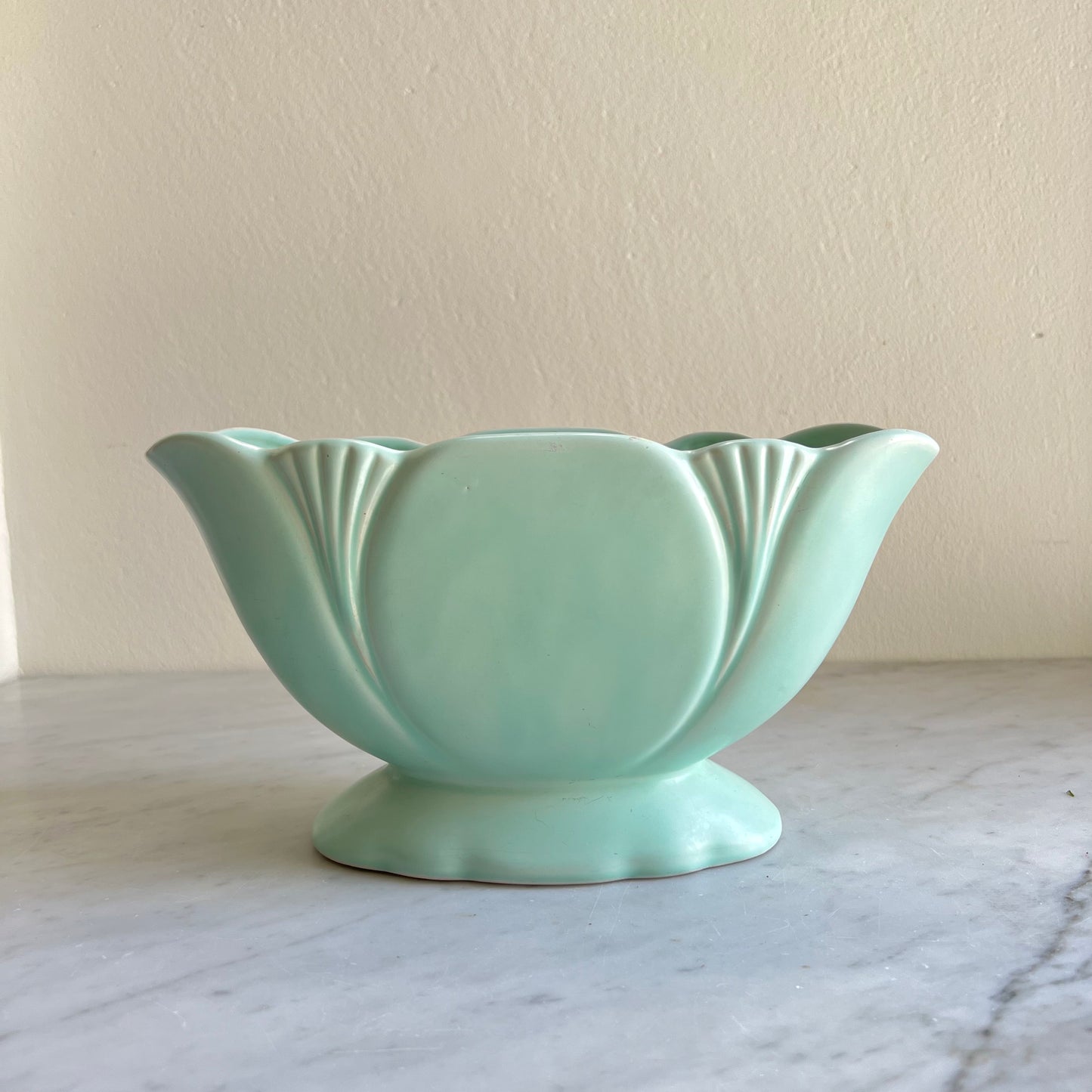 Green Dartmouth Pottery "London Bowl" Mantle Vase