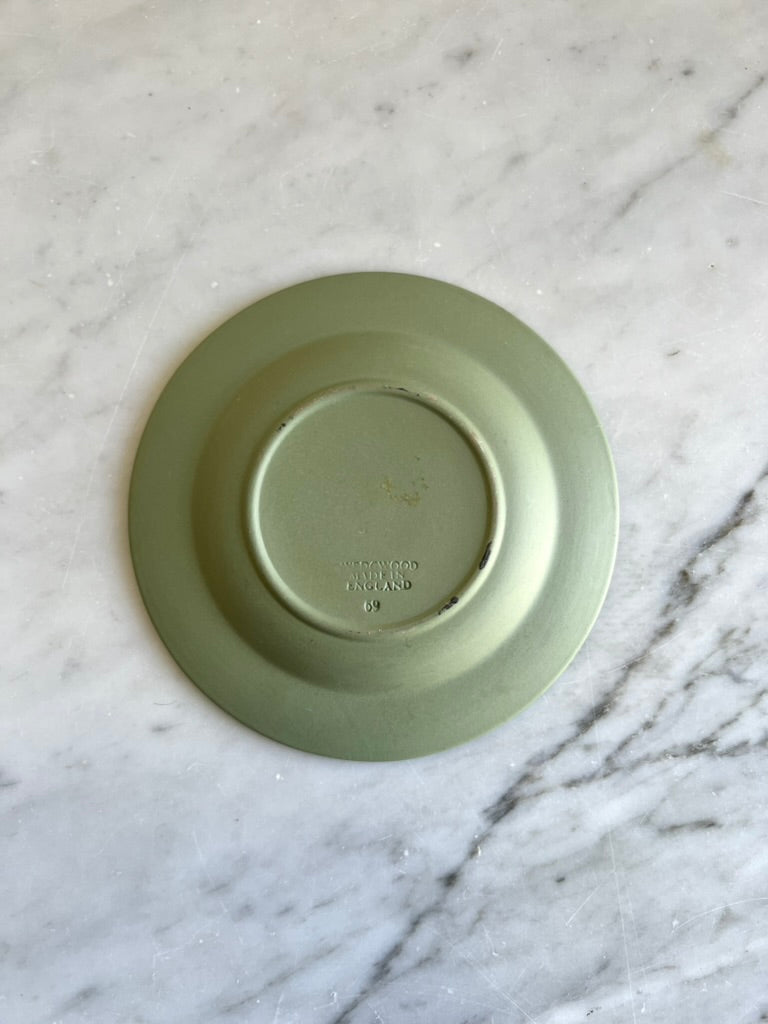 Wedgwood green Jasperware "City of London" vintage round dish