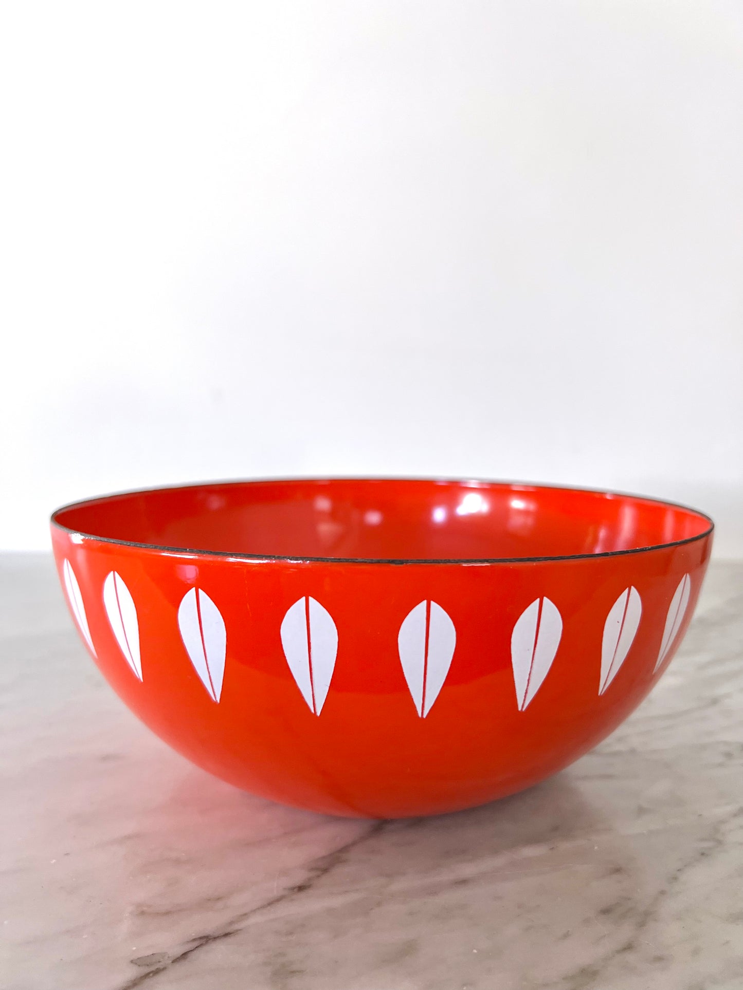 Catherine Holm Lotus Enamel Bowl Orange Small Print