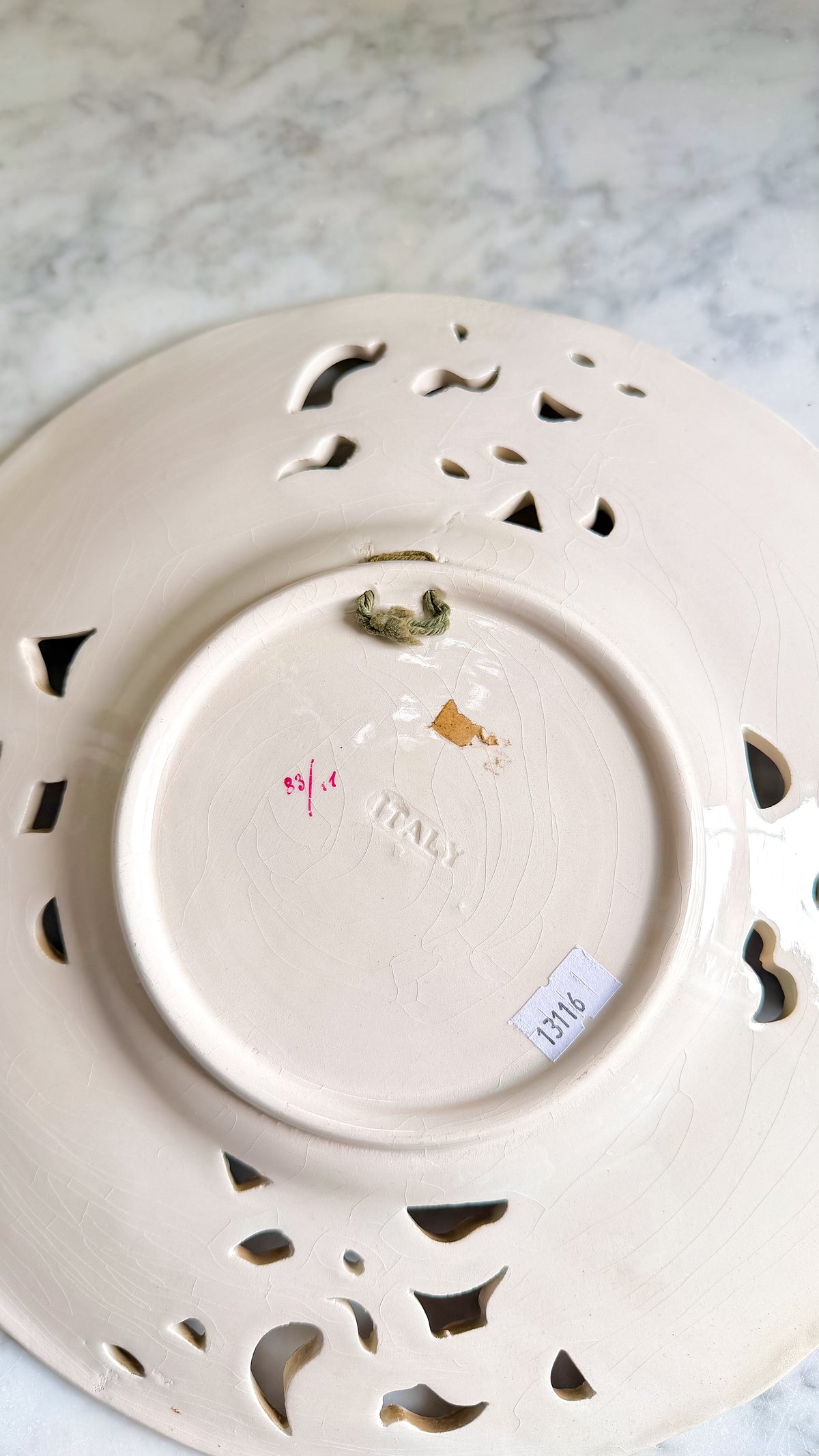 Vintage Borsato Nove Majolica Wall Plate with Center Fruit