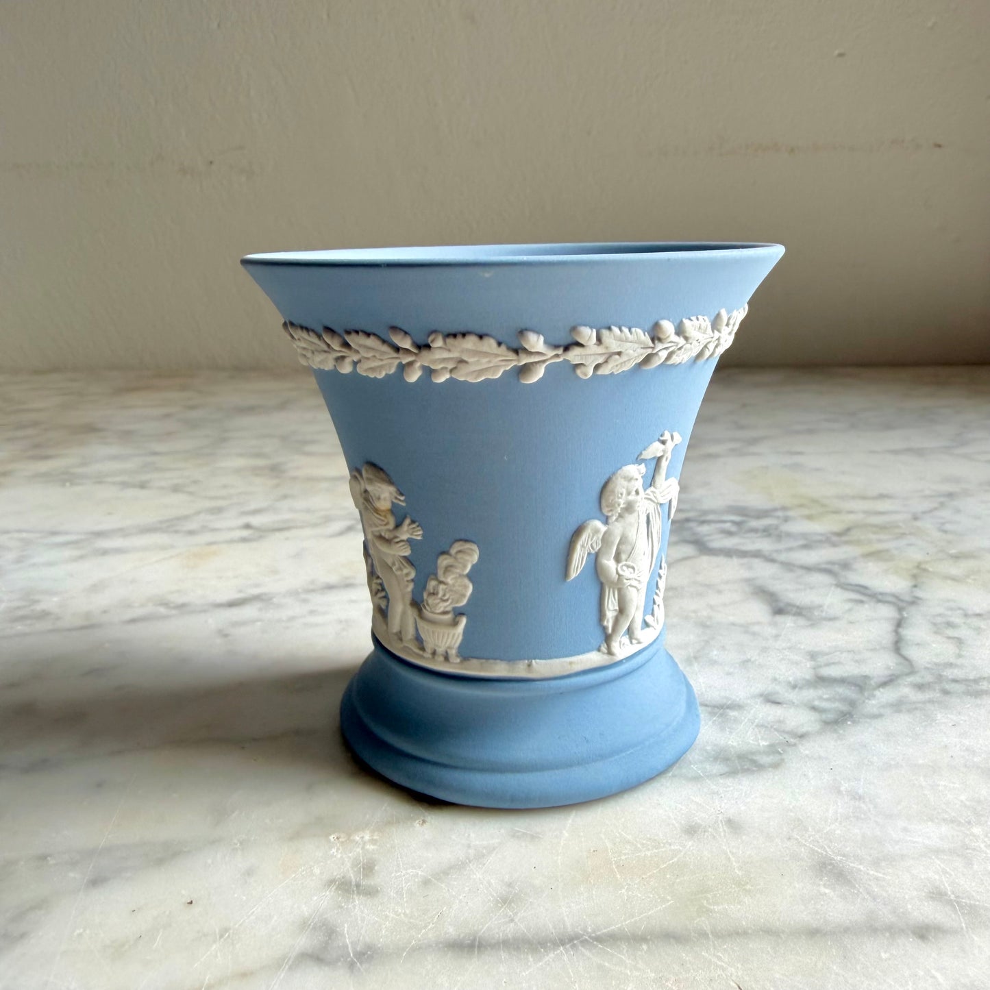 Vintage Wedgwood Blue Jasperware Vase - England Collectible Pottery