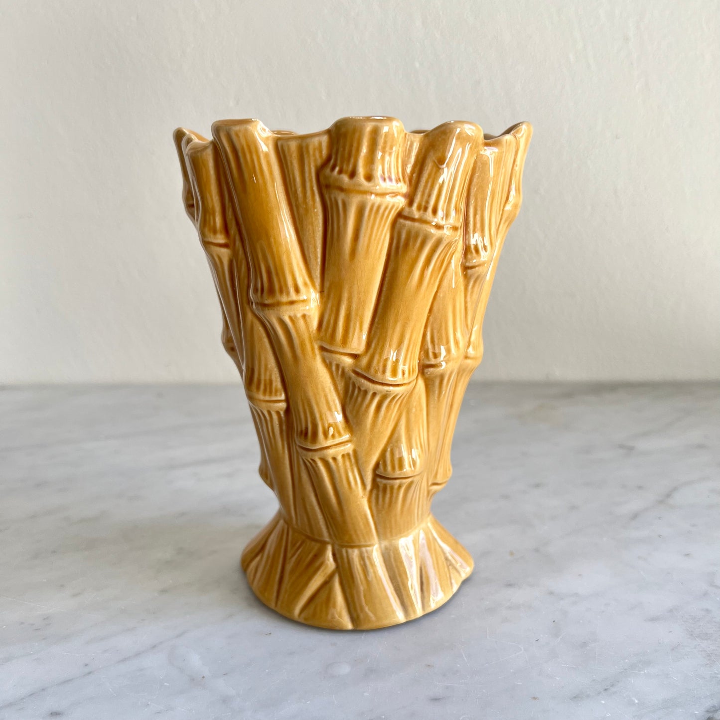 Vintage Mustard Yellow Vase Bamboo by Sylvac Pottery #2752, Made in England