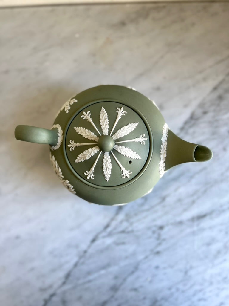 Wedwood sage green Jasperware teapot