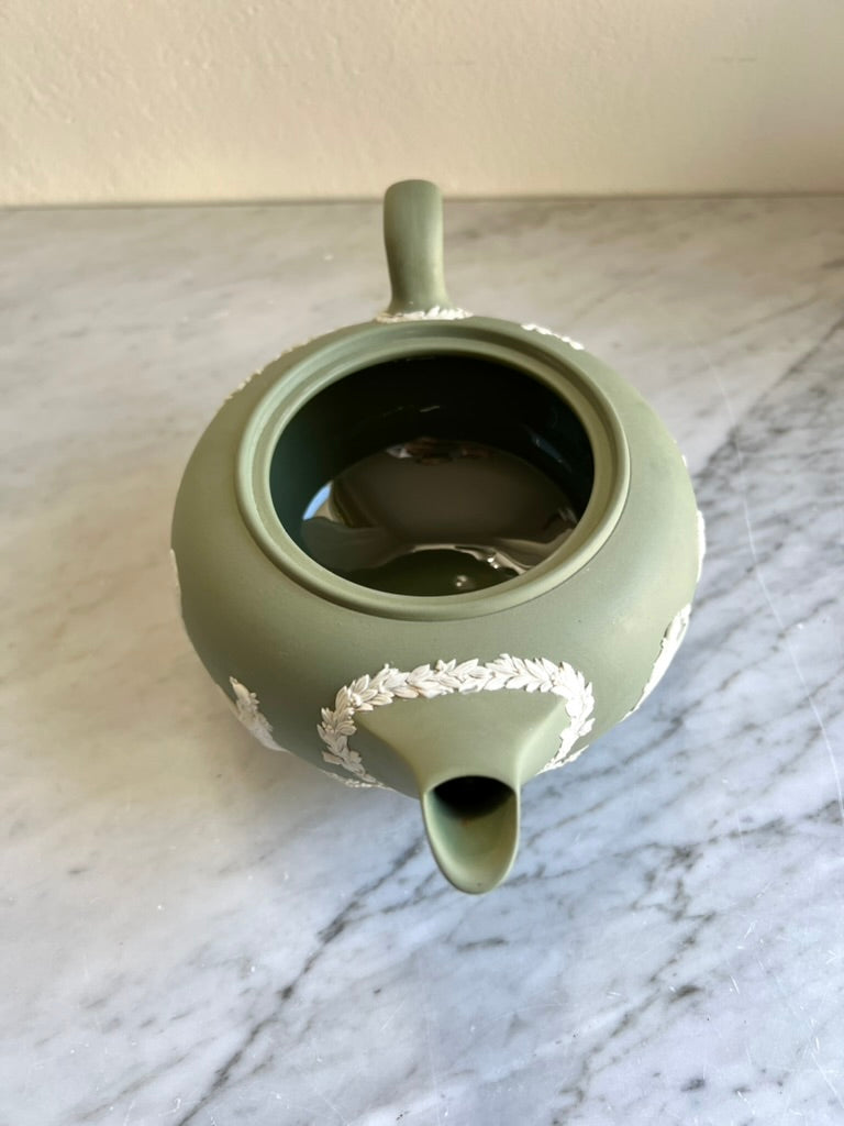 Wedwood sage green Jasperware teapot
