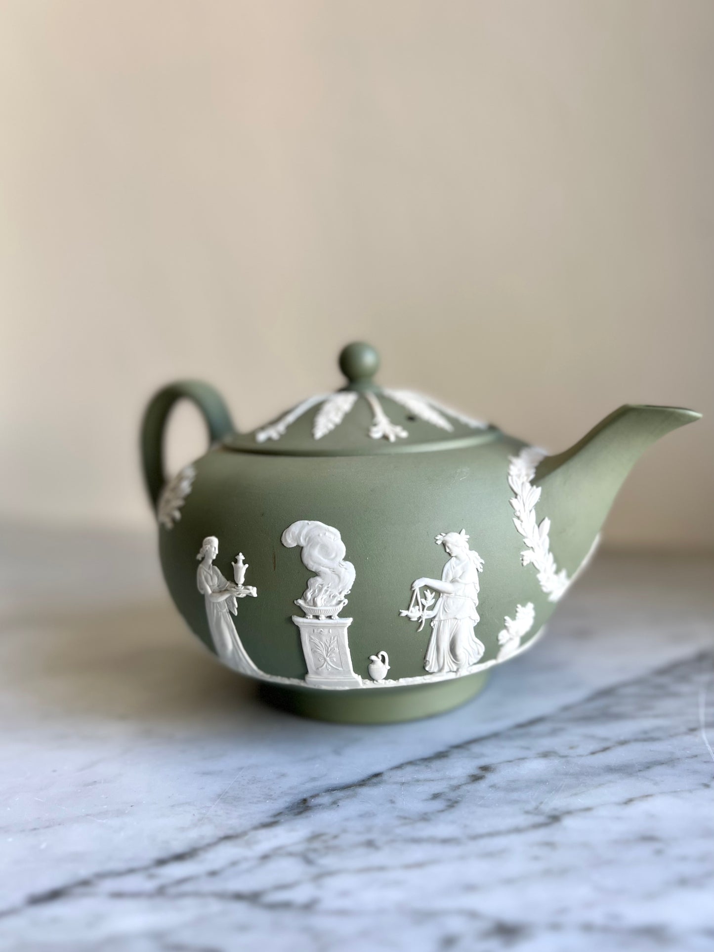 Wedwood sage green Jasperware teapot