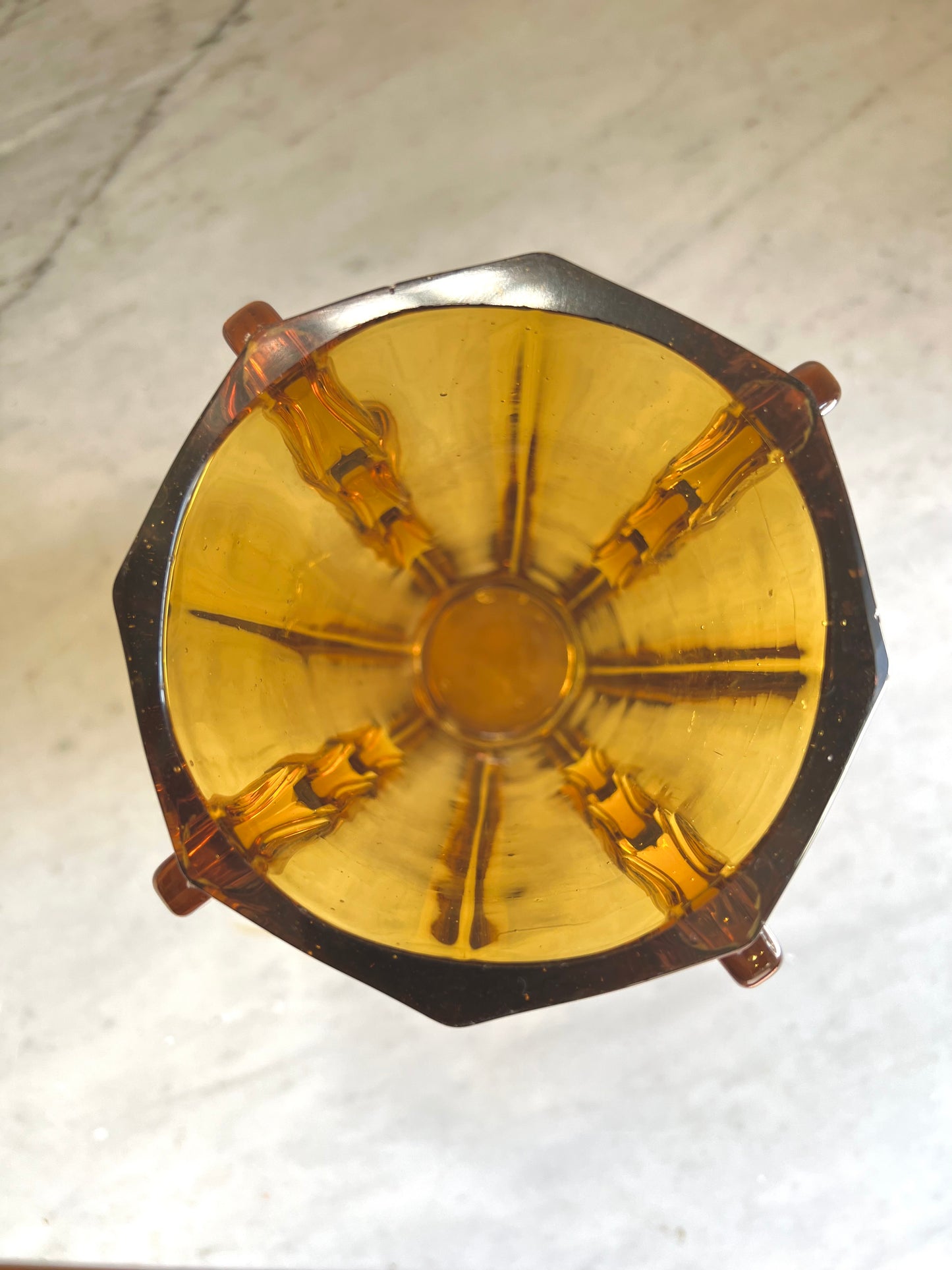 Art Deco Sowerby Octagonal Amber Vase Pattern Number 2597