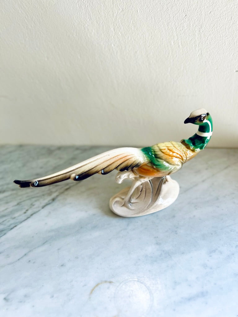 Pair of Mid-Century Modern Ceramic Pheasants | MCM Mantel Figurines