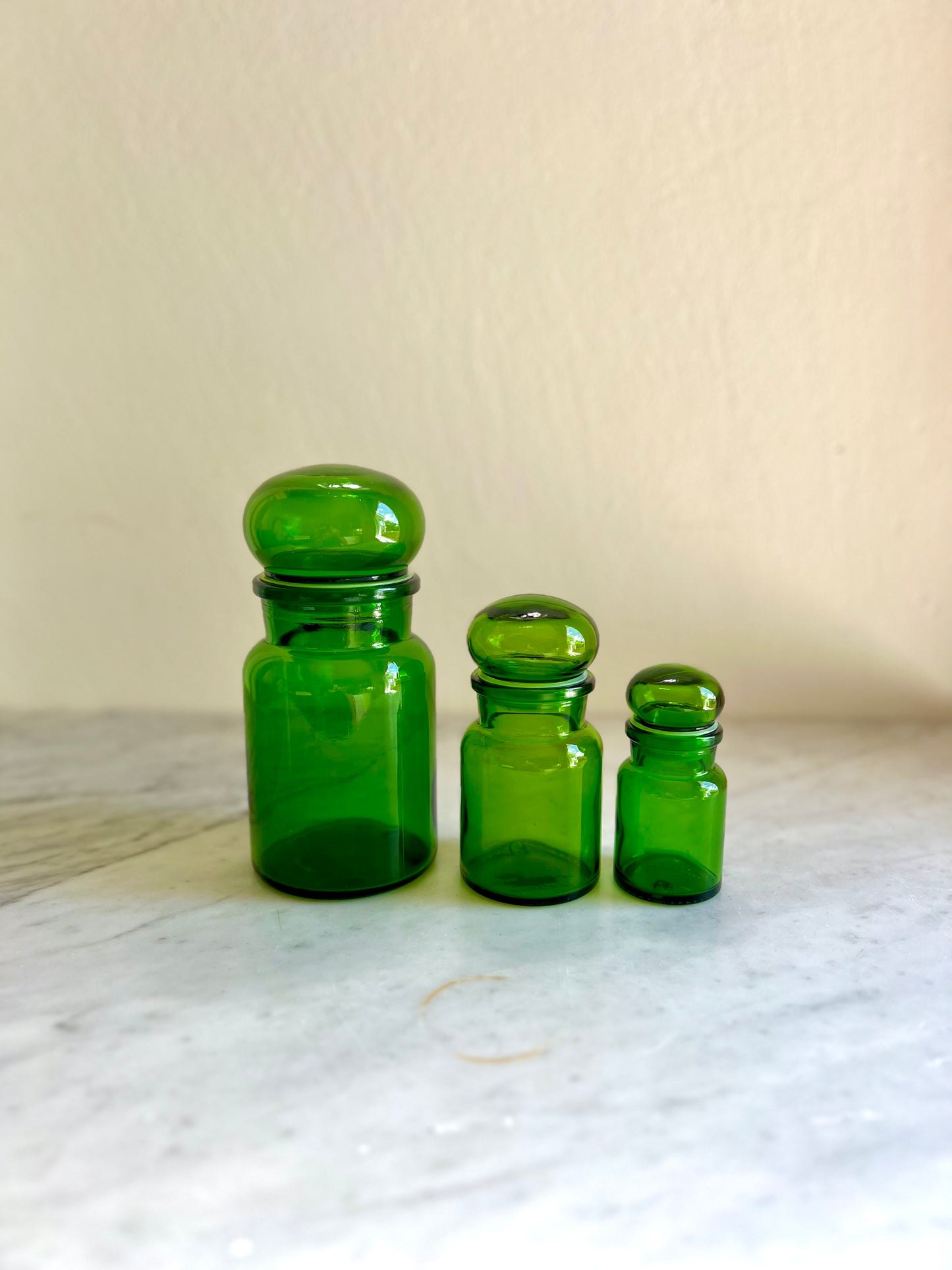 Green Belgian Apothecary Graduated Glass Set Of 3