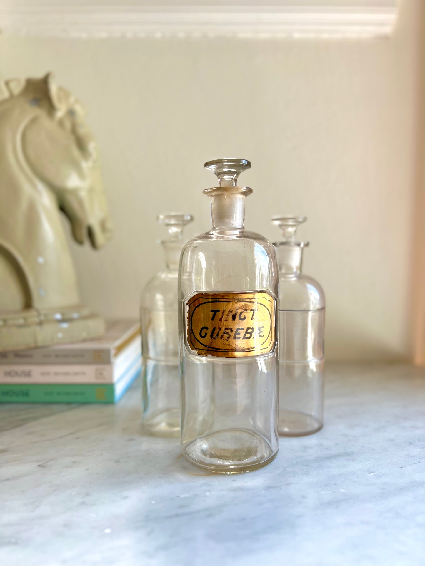 antique apothecary jar with stopper tinct curebe