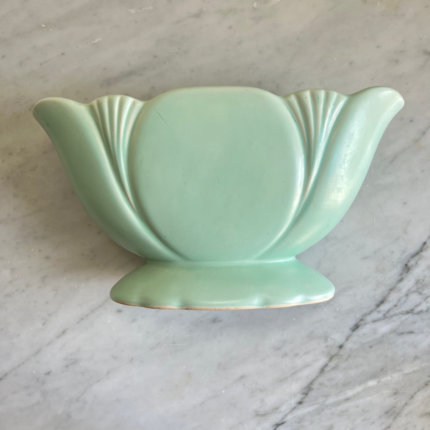 Green Dartmouth Pottery "London Bowl" Mantle Vase