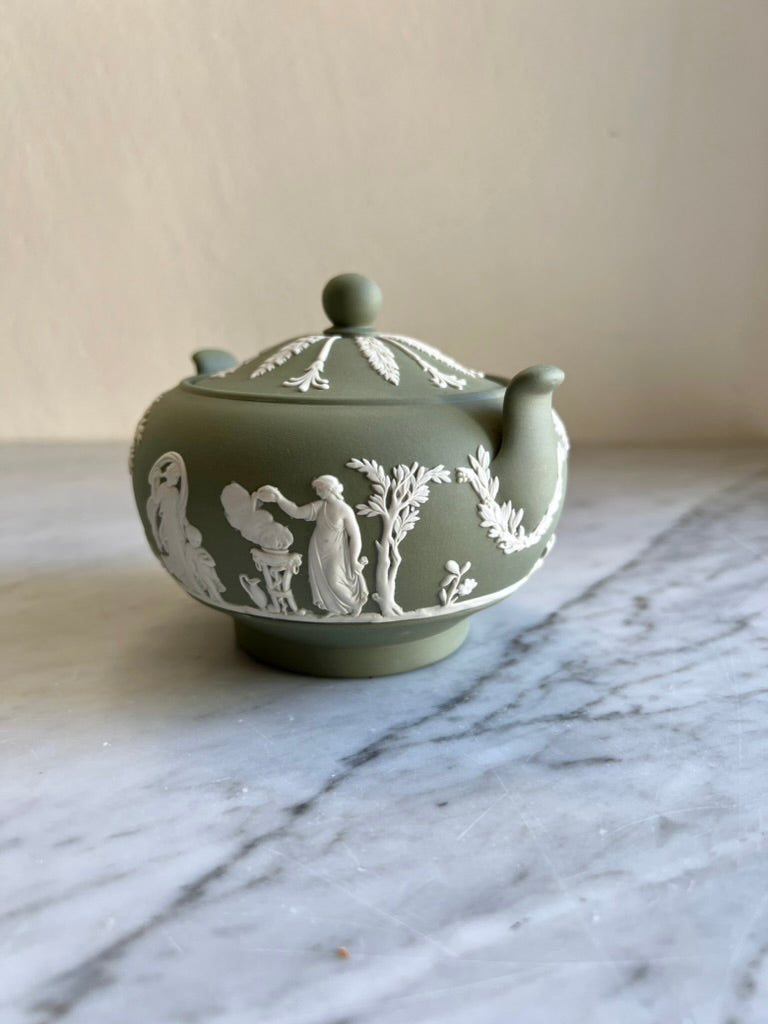 Wedwood sage green Jasperware teapot
