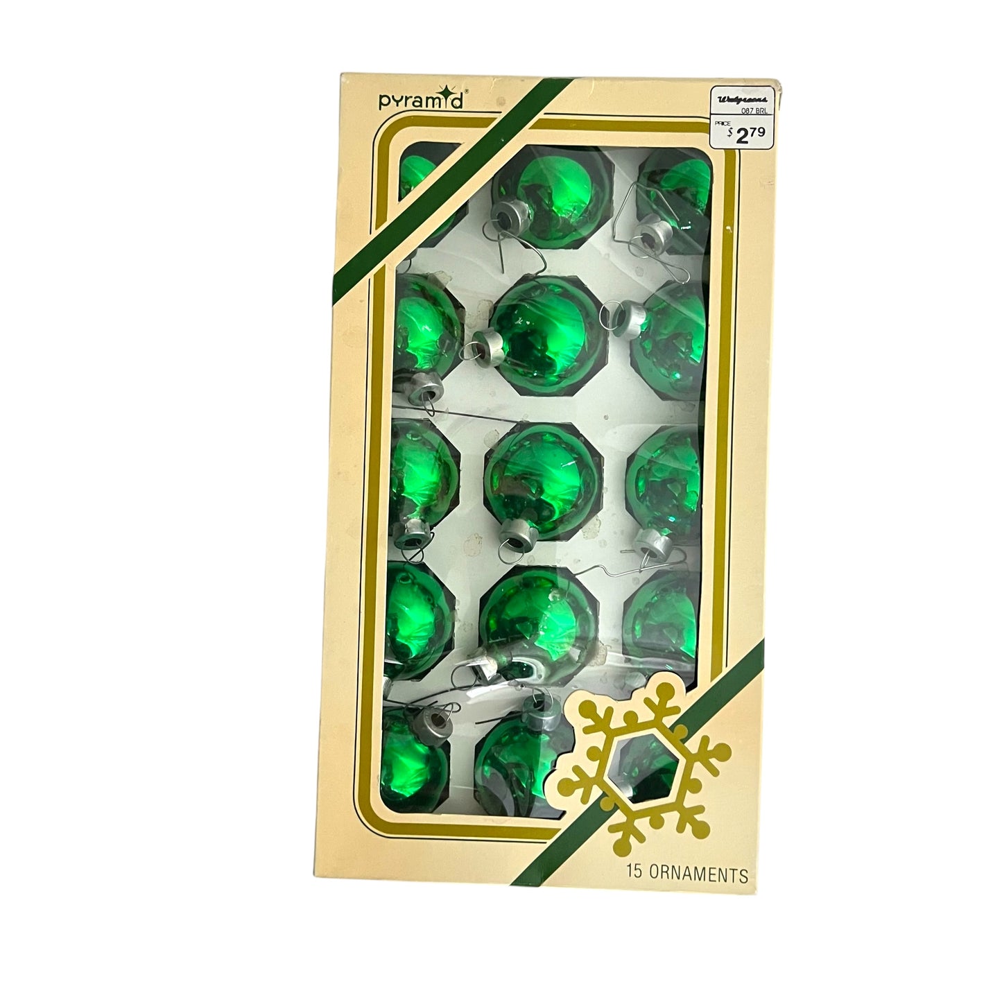 Vintage Glass Christmas Ornaments in Green by Pyramid (15)