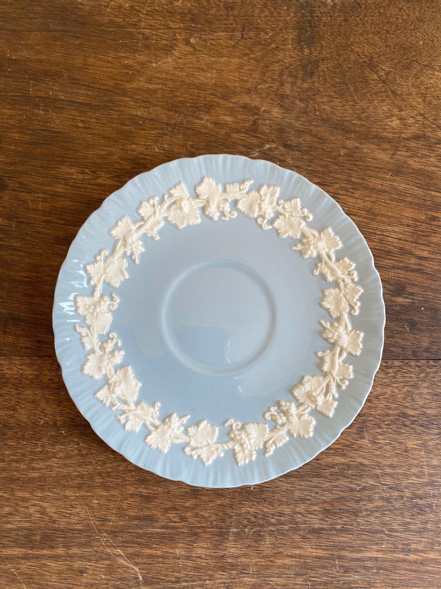 Wedgwood Queensware Teacup and Saucer, Vintage Blue and White Tea Set, Made in England, Gift for Tea Lover, Collectible British china
