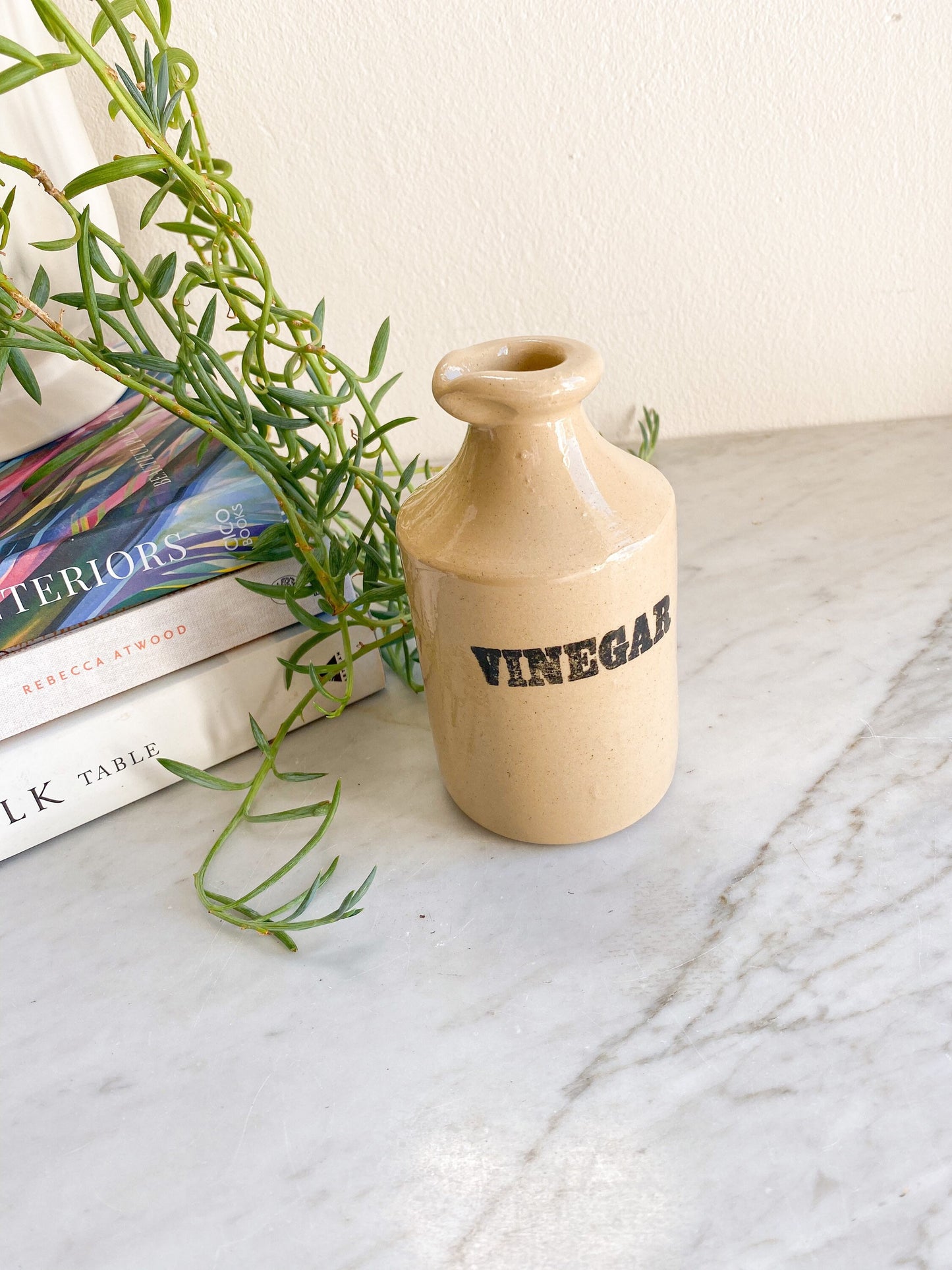 Vintage Pearsons of Chesterfield Stoneware Vinegar Bottle Cruet with Black Typography