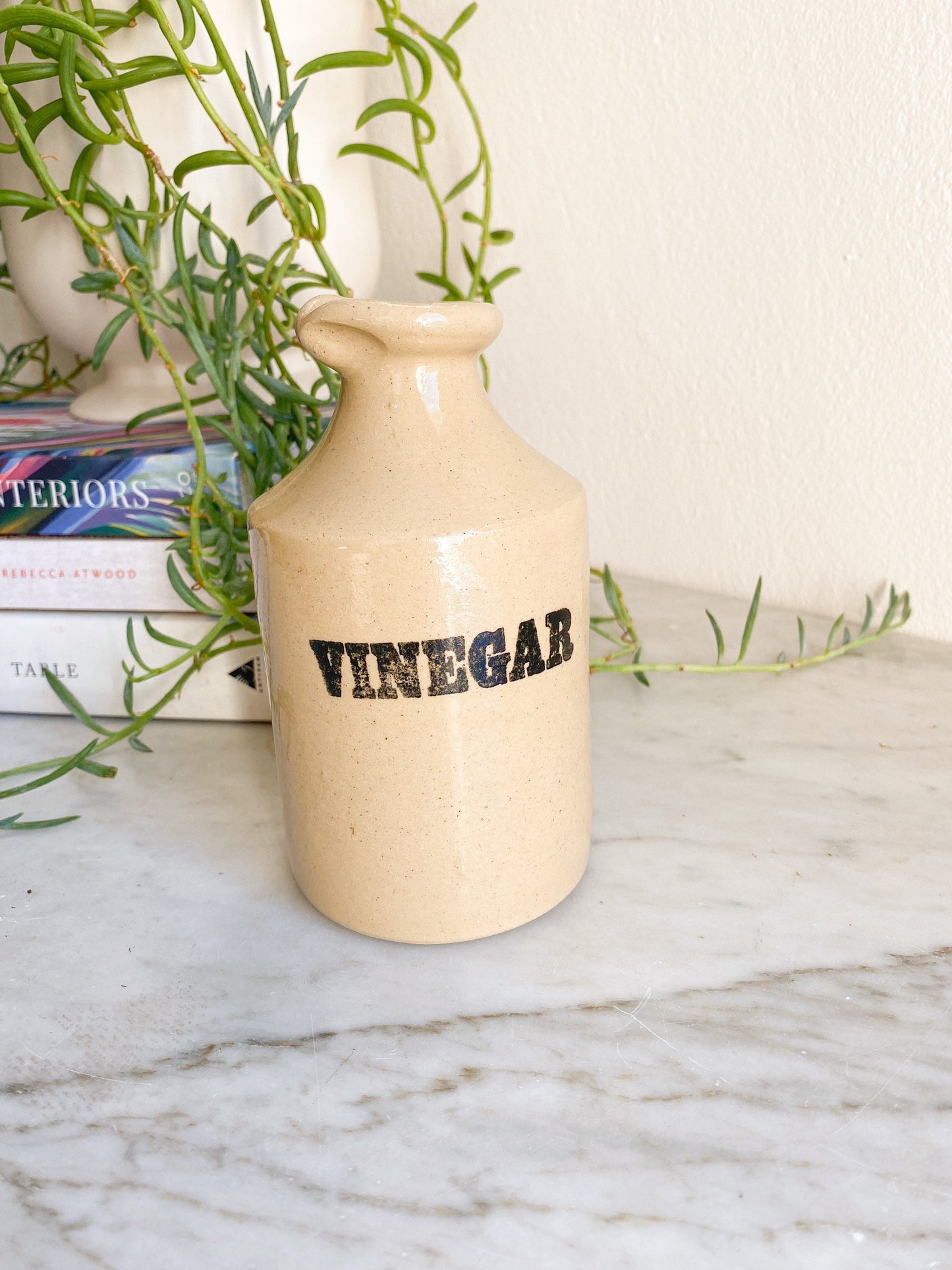 Vintage Pearsons of Chesterfield Stoneware Vinegar Bottle Cruet with Black Typography