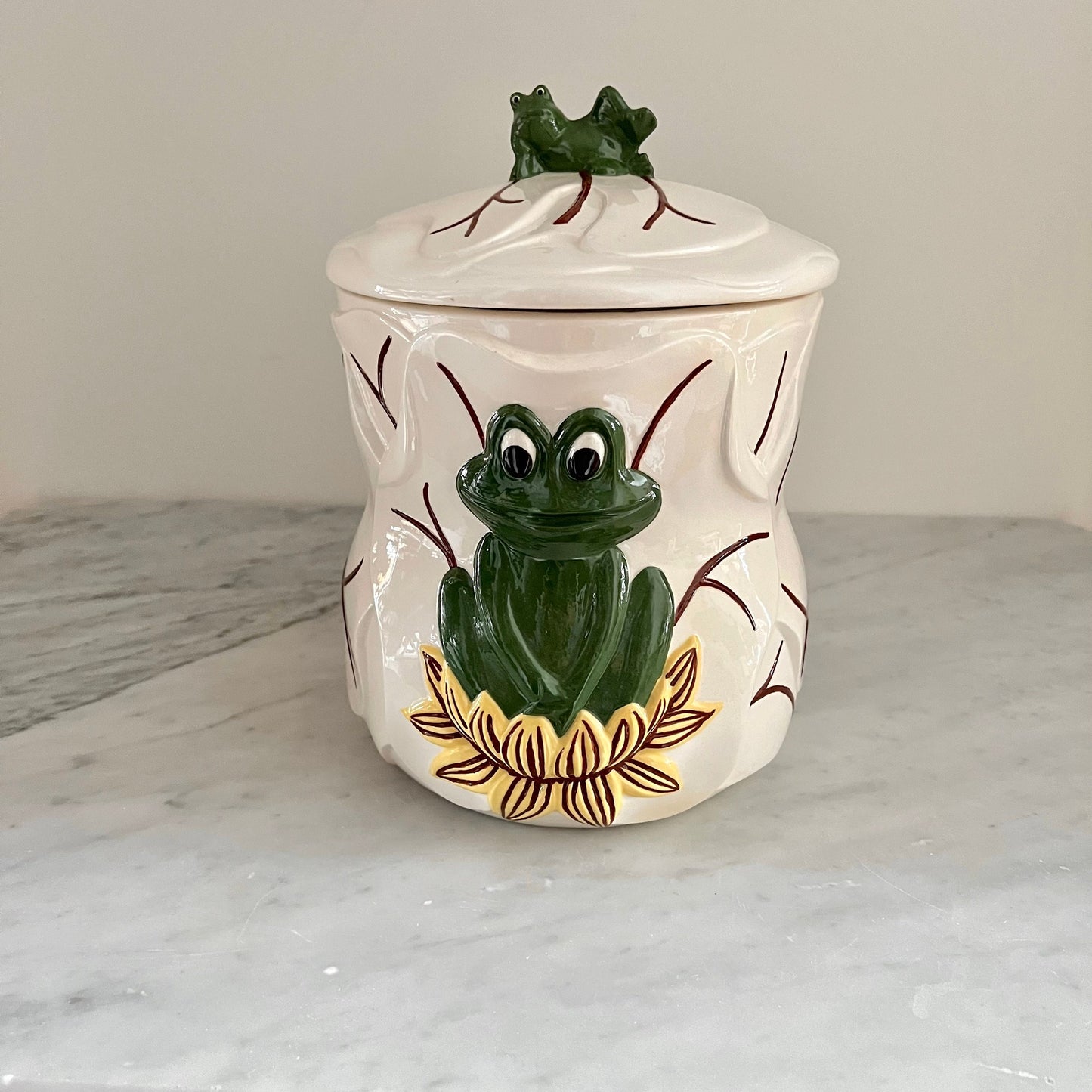 1970s Neil the frog canister set, Frog Canisters, Vintage Storage, Kitsch Kitchen Decor, Handmade & Handpainted Kimple Mold Corp