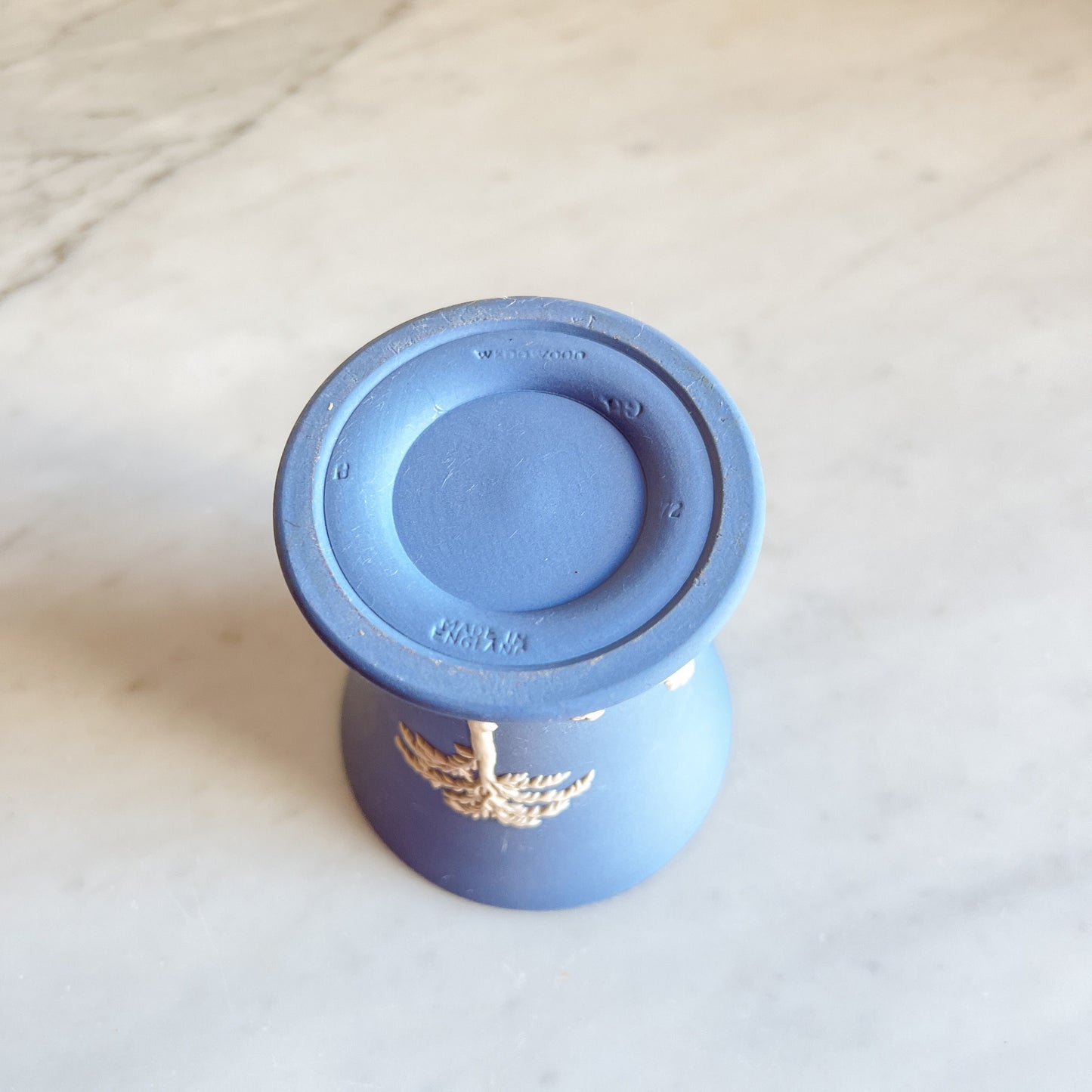 Wedgwood Blue Jasperware short vase, Small vintage flower pot, Classical Figures Collectible Vase, Blue & White Pottery, Made in England