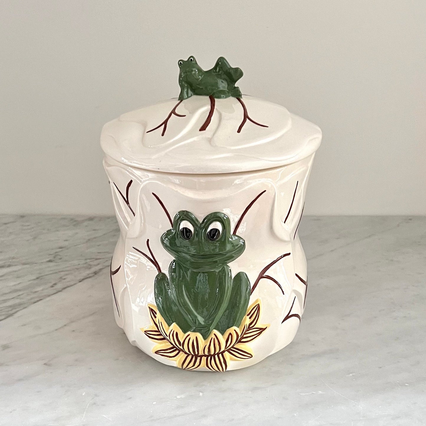 1970s Neil the frog canister set, Frog Canisters, Vintage Storage, Kitsch Kitchen Decor, Handmade & Handpainted Kimple Mold Corp