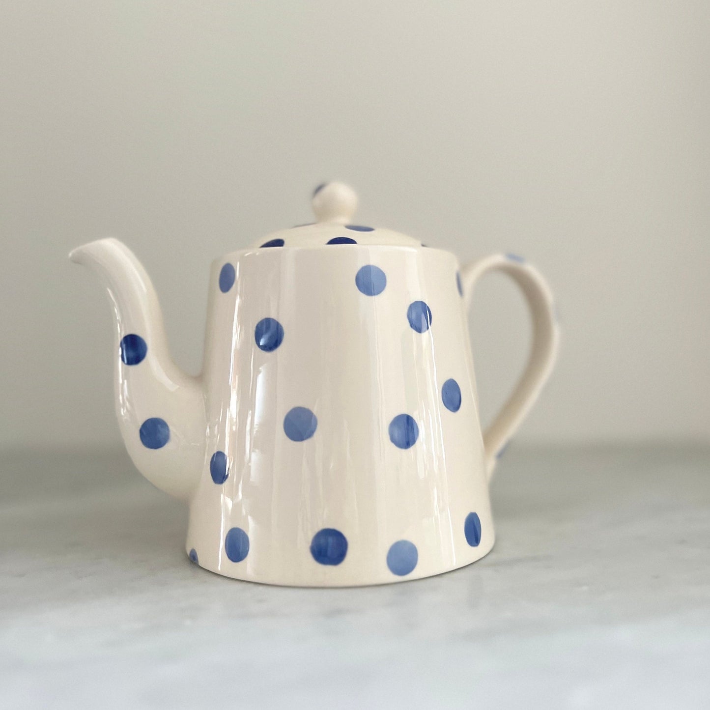 Vintage Moorland Blue Dot Tea Set: Staffordshire Pottery, England