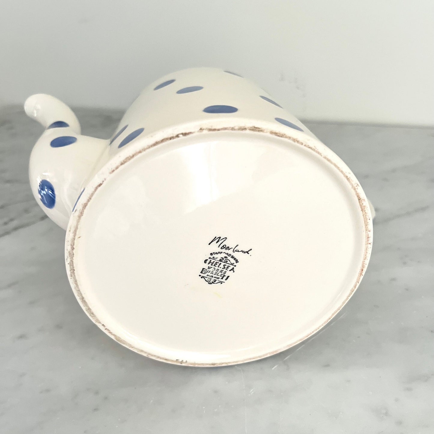 Vintage Moorland Blue Dot Tea Set: Staffordshire Pottery, England