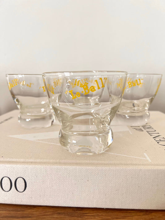 Set of Four Eva Zeisel Yellow Lo-Ball Cocktail Glasses by Federal Glass, Mid Century Modern Barware, Mother's Day / Father's Day Gift