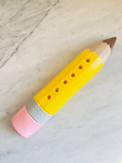 Vintage Novelty Ceramic Yellow Pencil Holder