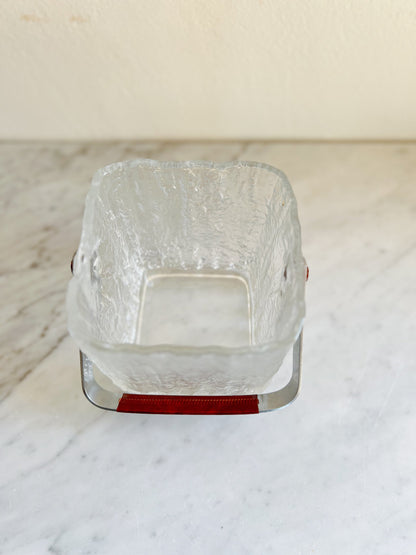 Vintage Hoya Glacier Ice Bucket With Textured Ice Glass, Japan, Circa 1960s