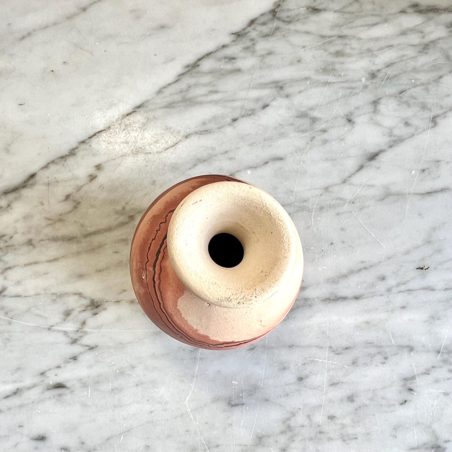 Vintage Small Nemadji Pottery Bud Vase Brown & Beige + Black + Dark Orange, Nemadji Pottery , American Pottery, Nemadji Collector