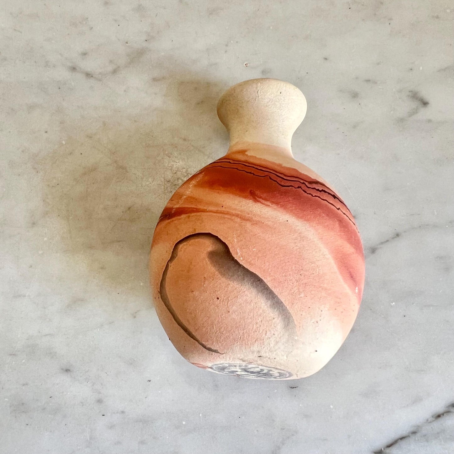 Vintage Small Nemadji Pottery Bud Vase Brown & Beige + Black + Dark Orange, Nemadji Pottery , American Pottery, Nemadji Collector