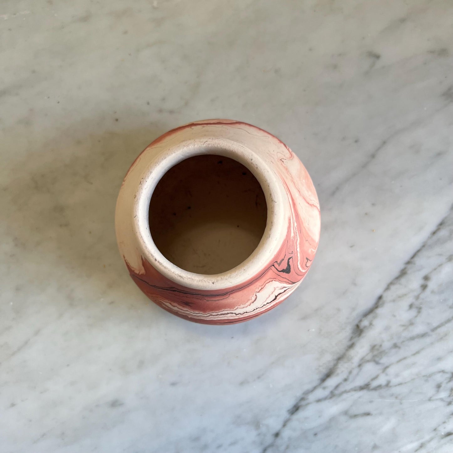 Vintage Small Nemadji Pottery Bud Vase Brown & Beige + Black + Dark Orange, Nemadji Pottery , American Pottery, Nemadji Collector