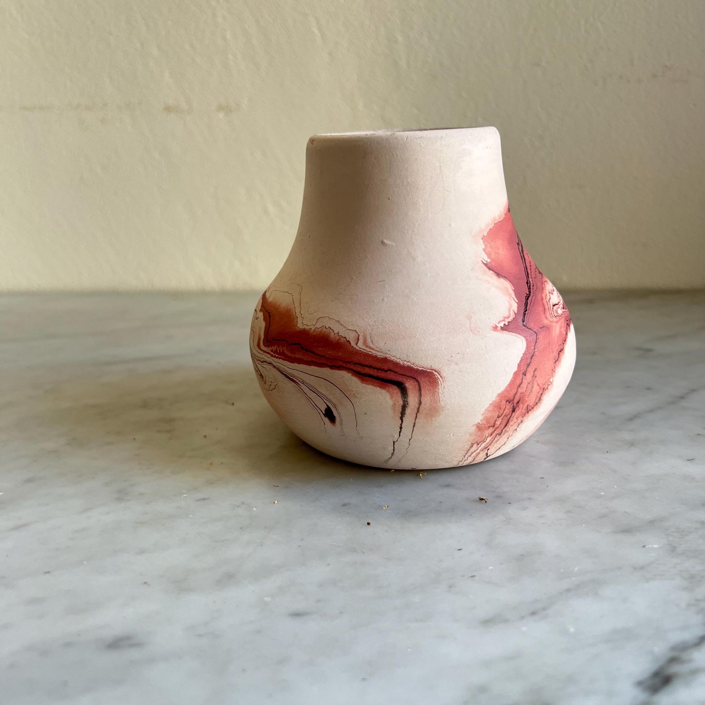 Vintage Small Nemadji Pottery Bud Vase Brown & Beige + Black + Dark Orange, Nemadji Pottery , American Pottery, Nemadji Collector
