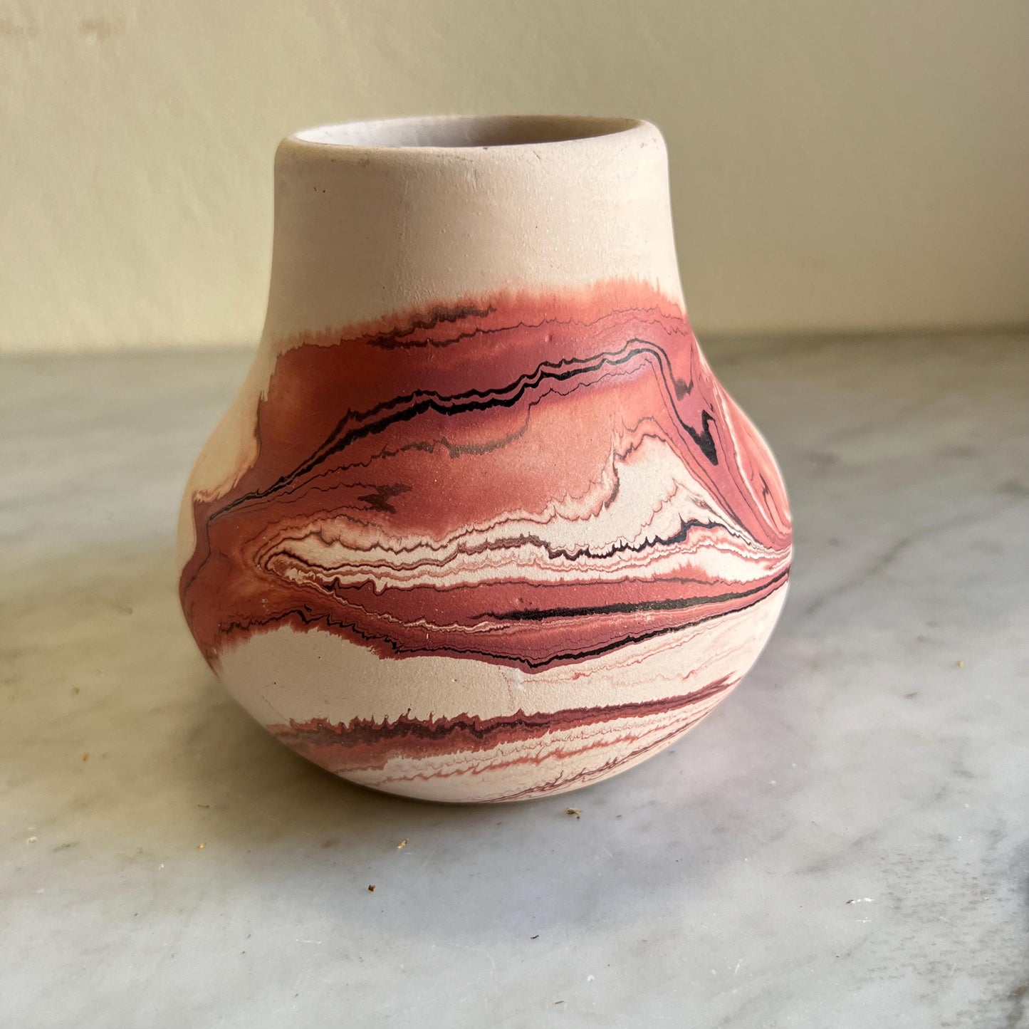Vintage Small Nemadji Pottery Bud Vase Brown & Beige + Black + Dark Orange, Nemadji Pottery , American Pottery, Nemadji Collector