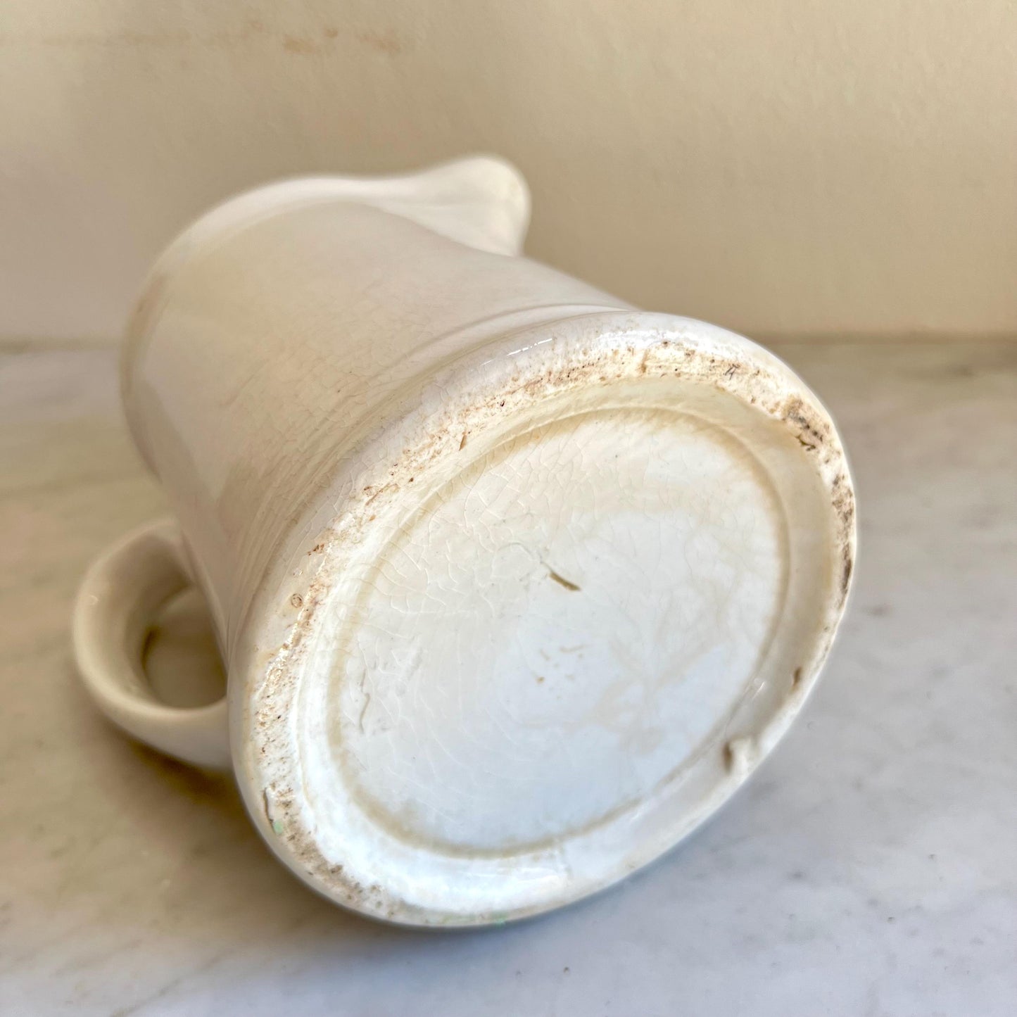 Antique English Ironstone Milk Pitcher | 19th Century White Ironstone Jug | Farmhouse Kitchen Decor | Country Cottage Style | Rustic Wedding