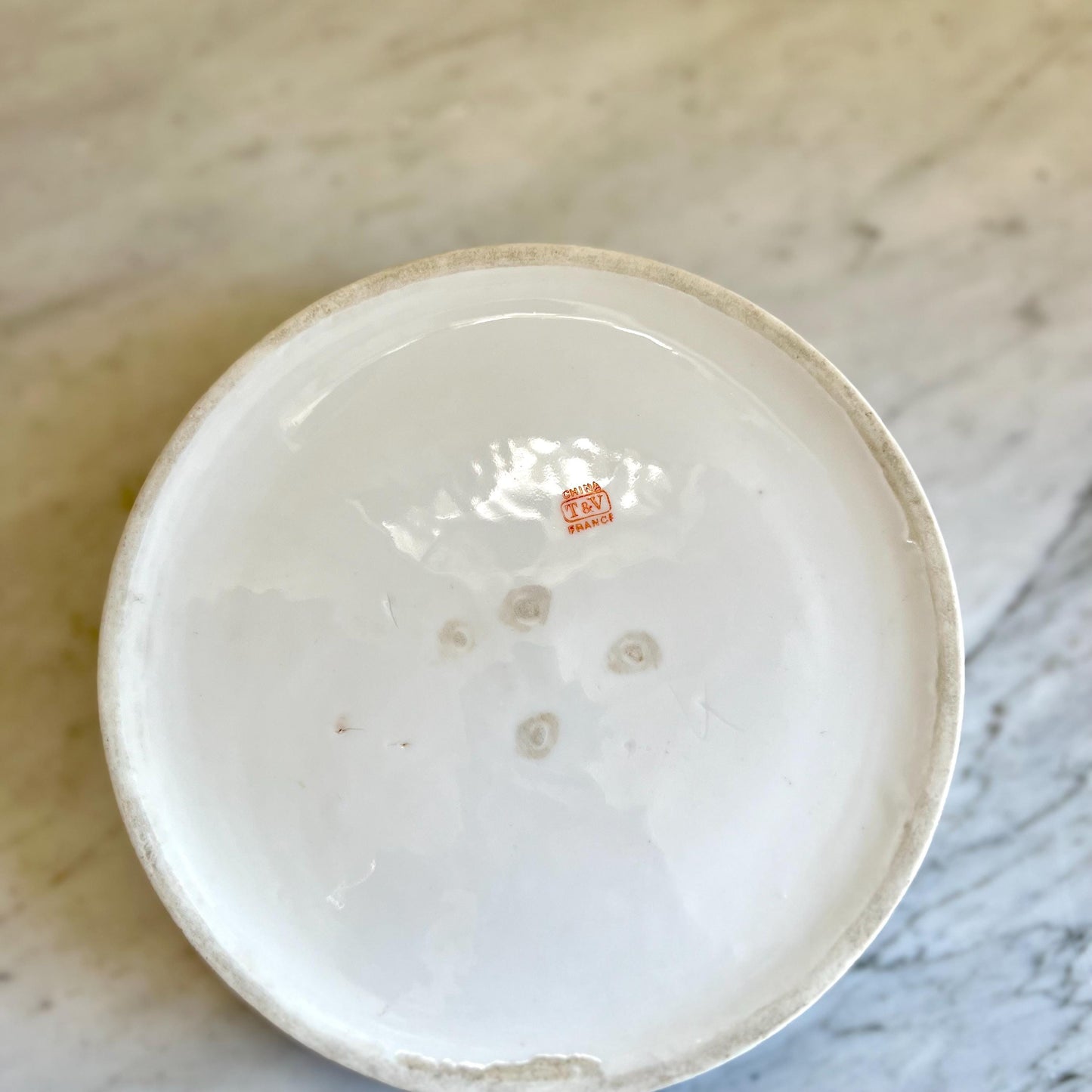 Antique T&V Limoges France Porcelain Bowl – Tressemann and Vogt White Round Dish – Limoges French China