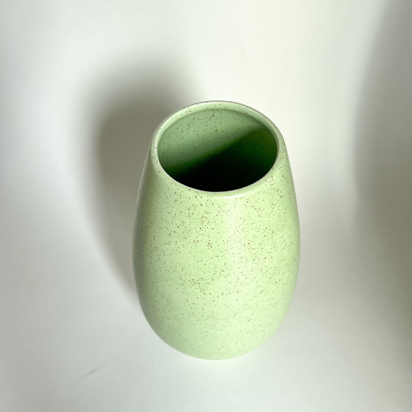 Vintage Mid Century Stanford Sebring Pottery Green Speckle Vase | Plant Pot | Planter 219-E