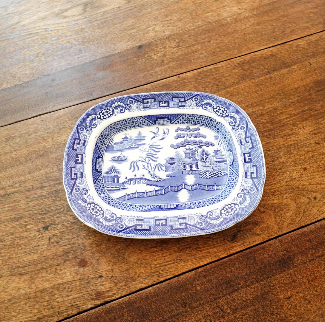 Antique Wood & Sons Blue Willow Platter: English Transferware China (12")