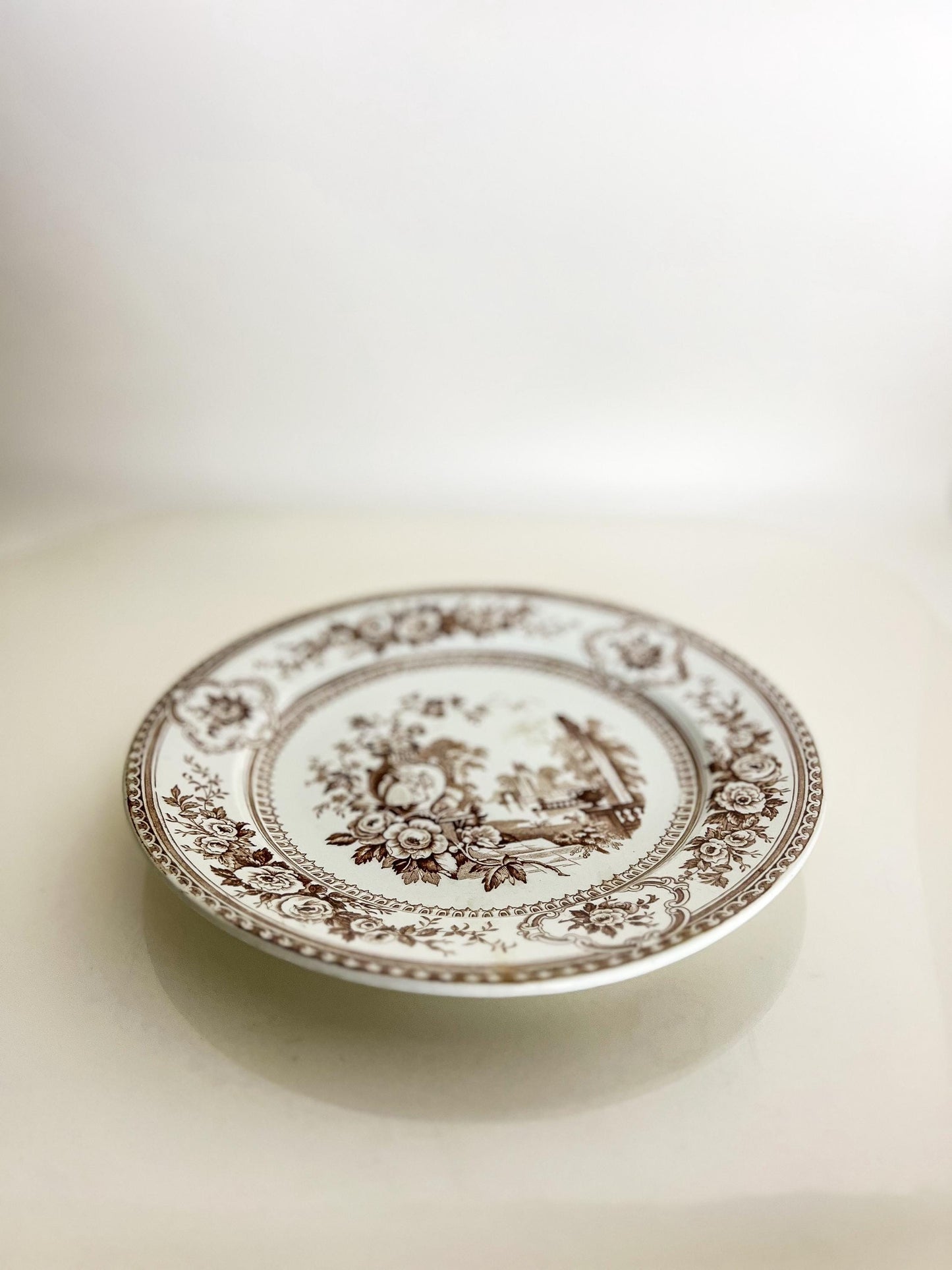 Antique Brown Transferware Plate – “Parma” by Livesley Powell & Co, Victorian Staffordshire