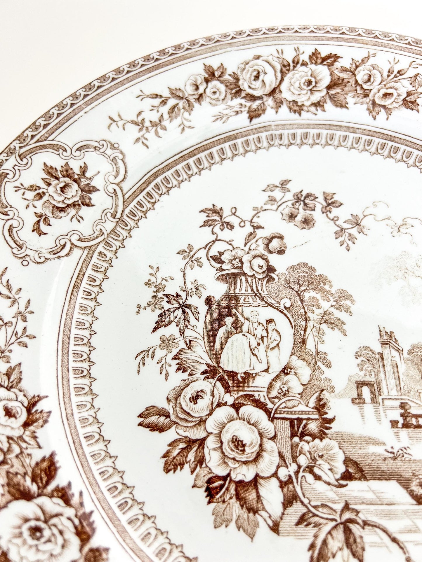 Antique Brown Transferware Plate – “Parma” by Livesley Powell & Co, Victorian Staffordshire