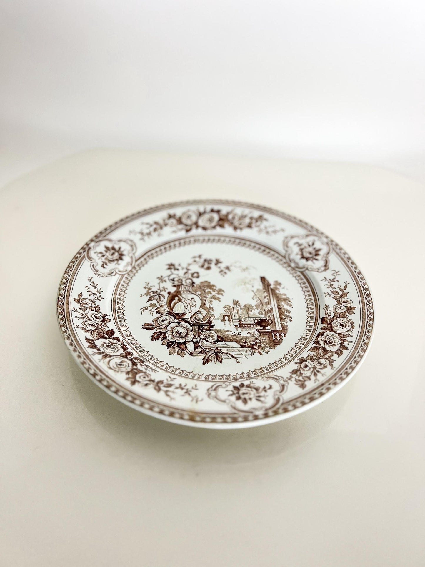 Antique Brown Transferware Plate – “Parma” by Livesley Powell & Co, Victorian Staffordshire
