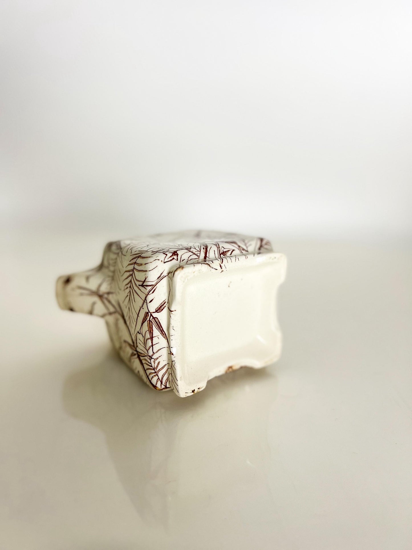 Antique Transferware Creamer: Brown Bamboo Motif, Victorian Staffordshire