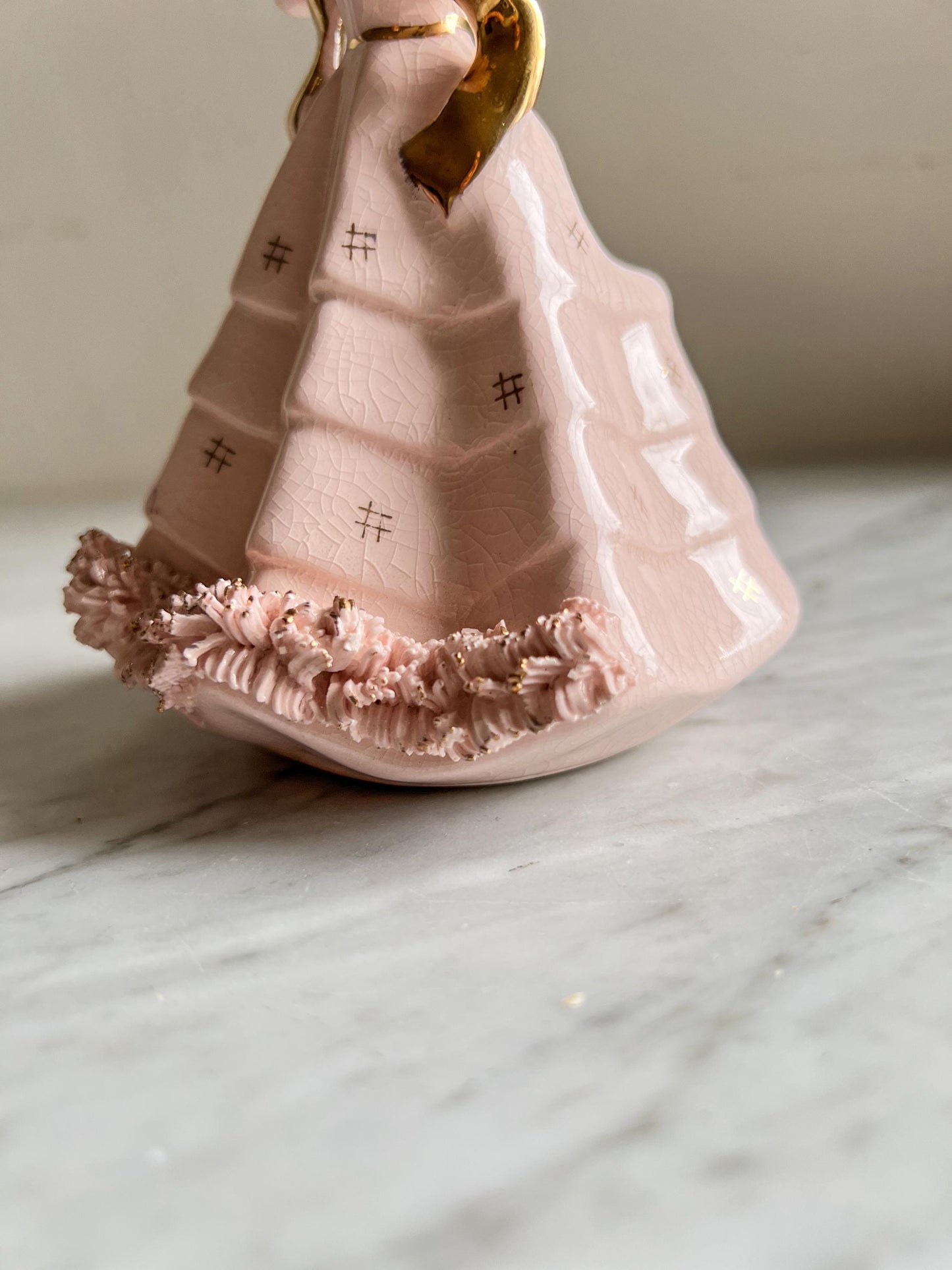 Vintage Pink Lady Planter: Southern Belle Ceramic Figurine, ArtMark Japan