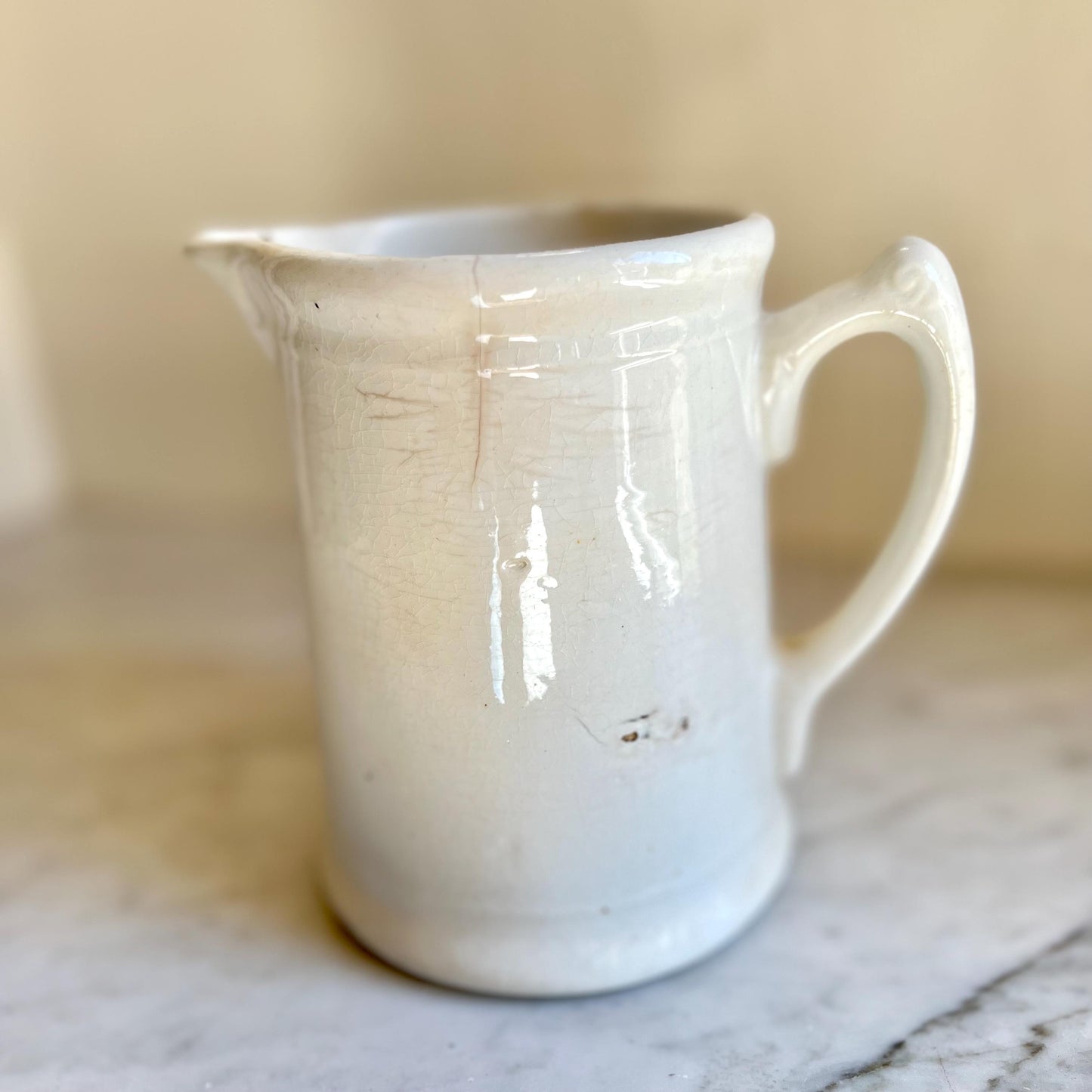 Antique English Ironstone Milk Pitcher | 19th Century White Ironstone Jug | Farmhouse Kitchen Decor | Country Cottage Style | Rustic Wedding