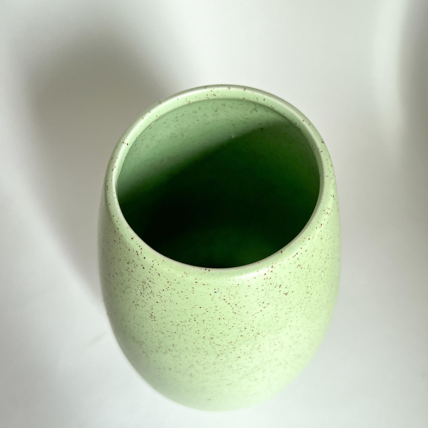 Vintage Mid Century Stanford Sebring Pottery Green Speckle Vase | Plant Pot | Planter 219-E