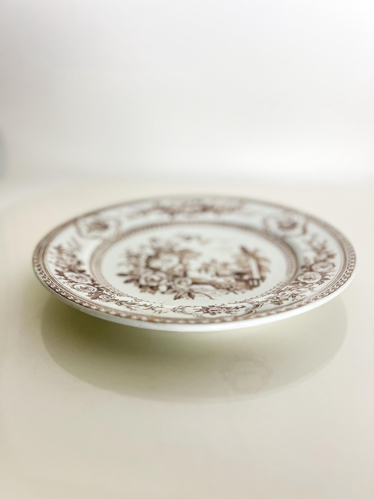 Antique Brown Transferware Plate – “Parma” by Livesley Powell & Co, Victorian Staffordshire