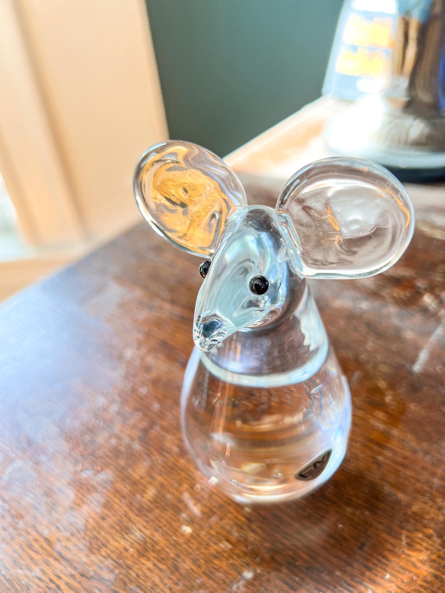 Vintage Orrefors Crystal Mouse Paperweight - Mid-Century Desk Decor