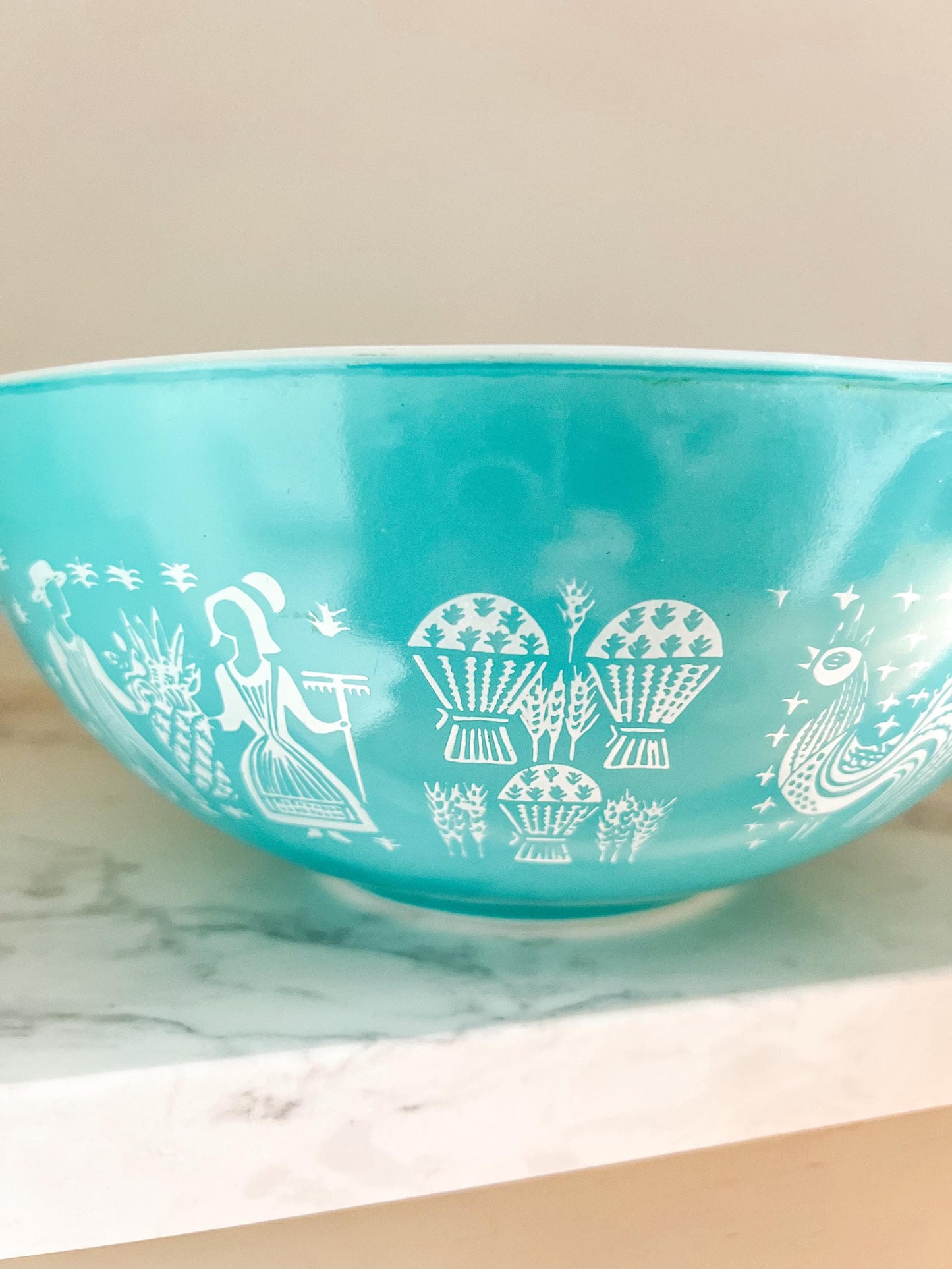 Pyrex Amish Butterprint Turquoise Cinderella Mixing Bowl 4 Quart #444