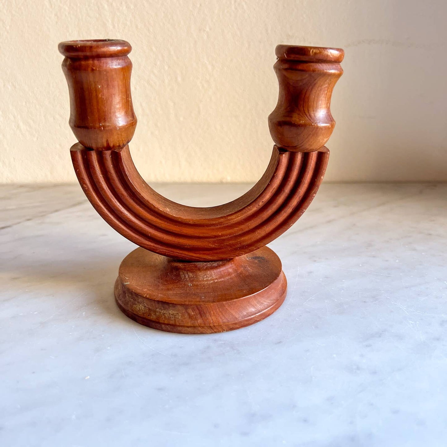 Vintage Wooden Double Arm Candleholder