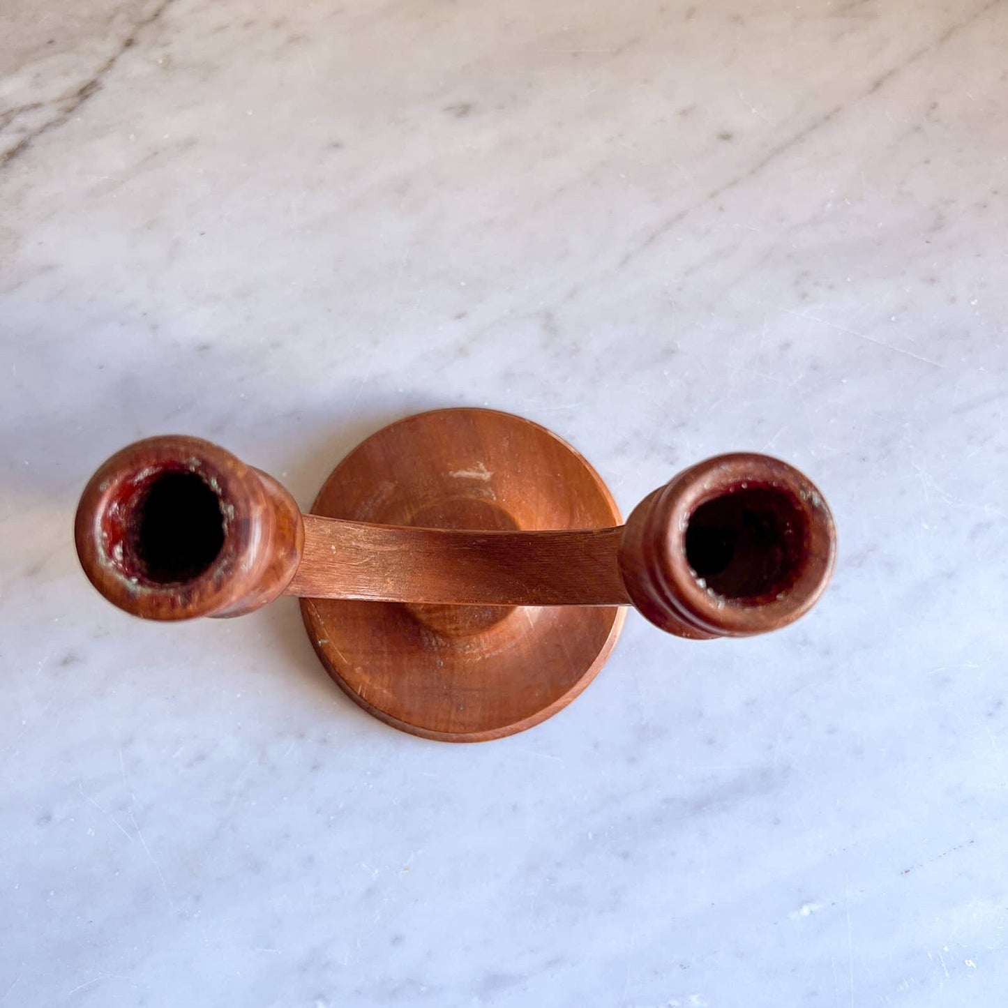 Vintage Wooden Double Arm Candleholder