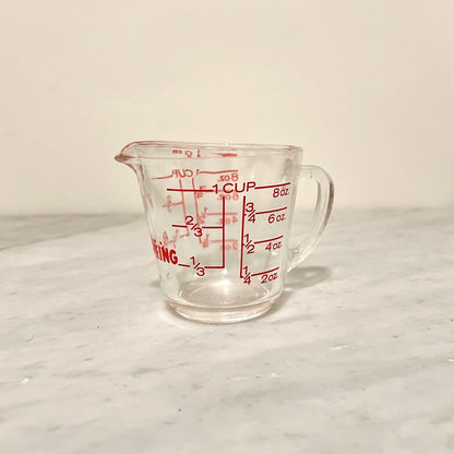 Fire King 1 Cup 8 oz Measuring Cup #469, Red Lettering 1950s, D Handle Imperial Measure For Cooking Use Vintage, Made in USA